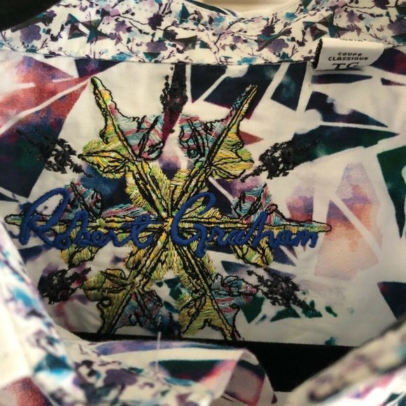 Robert Graham Paper Lanes Printed Sport Shirt Mens - Picture 5 of 12